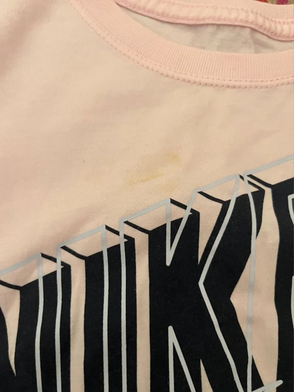 Nike Girl's Light Pink Block Letter Logo Reflective Short Sleeve T-Shirt